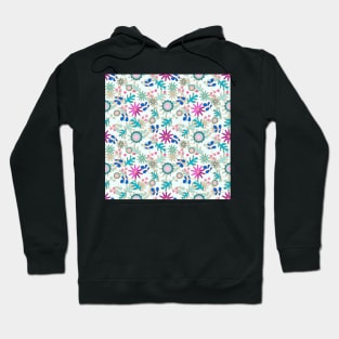 Light Blue Floral Retro Pattern Hoodie